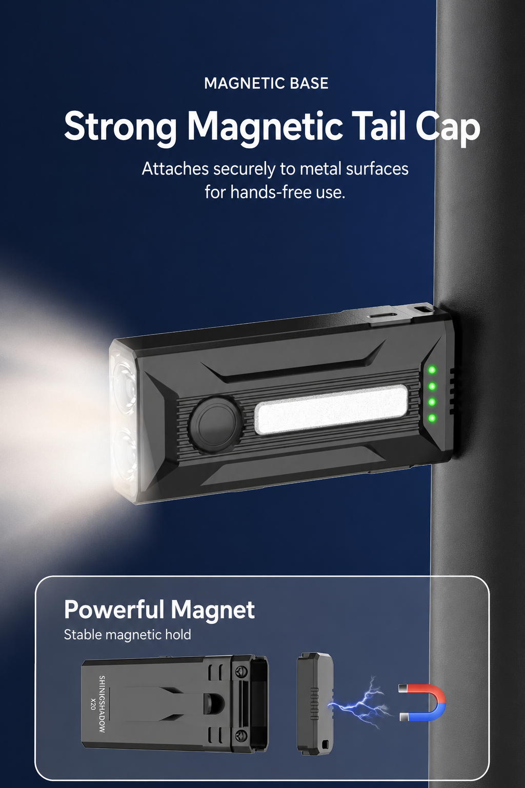 [GOLD] High-Performance Clip-On EDC Flashlight with Magnetic Base