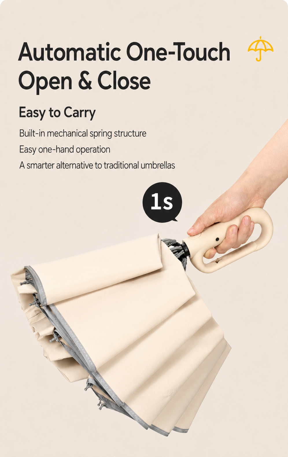 [GOLD] StormGuard Reverse Umbrella – Wind-Resistant Automatic Folding Umbrella with Reflective Trim & UV-Blocking Coating