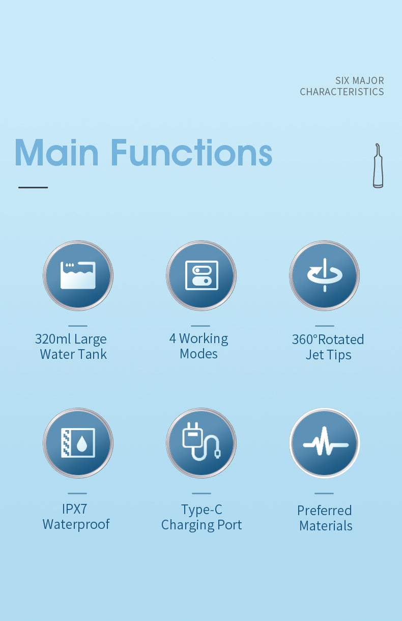 [GOLD] HydroPulse Pro – Portable Water Flosser with 4 Modes & 8 Tips