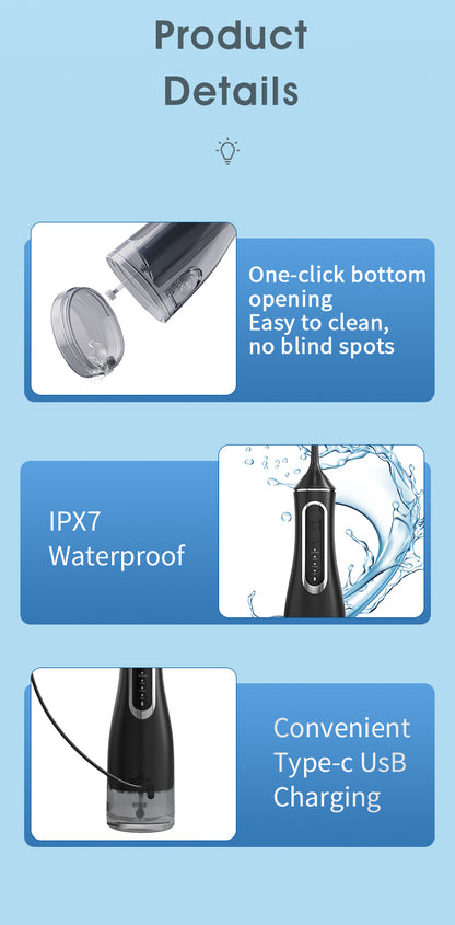 [GOLD] HydroPulse Pro – Portable Water Flosser with 4 Modes & 8 Tips