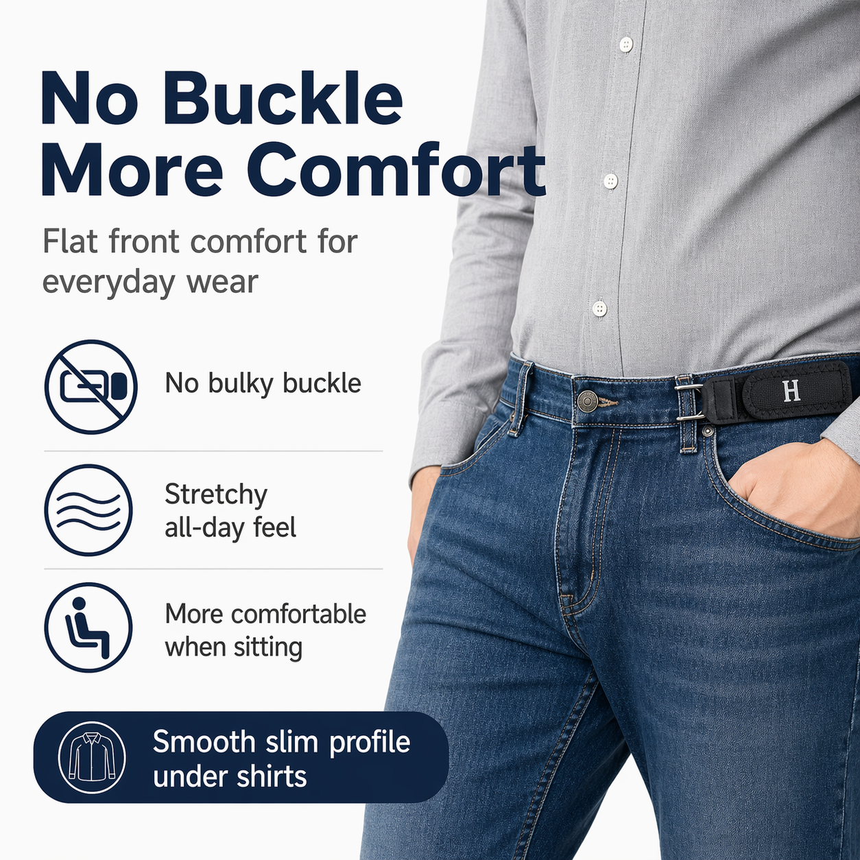 [GOLD] 4-Pack No-Buckle Belt for Loose Waistbands