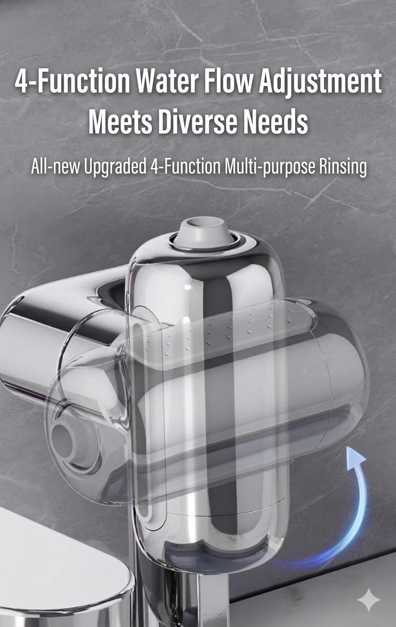 [GOLD] 1080° Rotating Faucet Extender with Upward Facial Mist, 4 Water Modes & Built-In Filter