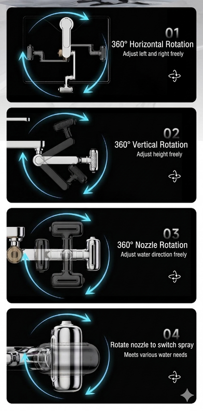 [GOLD] 1080° Rotating Faucet Extender with Upward Facial Mist, 4 Water Modes & Built-In Filter