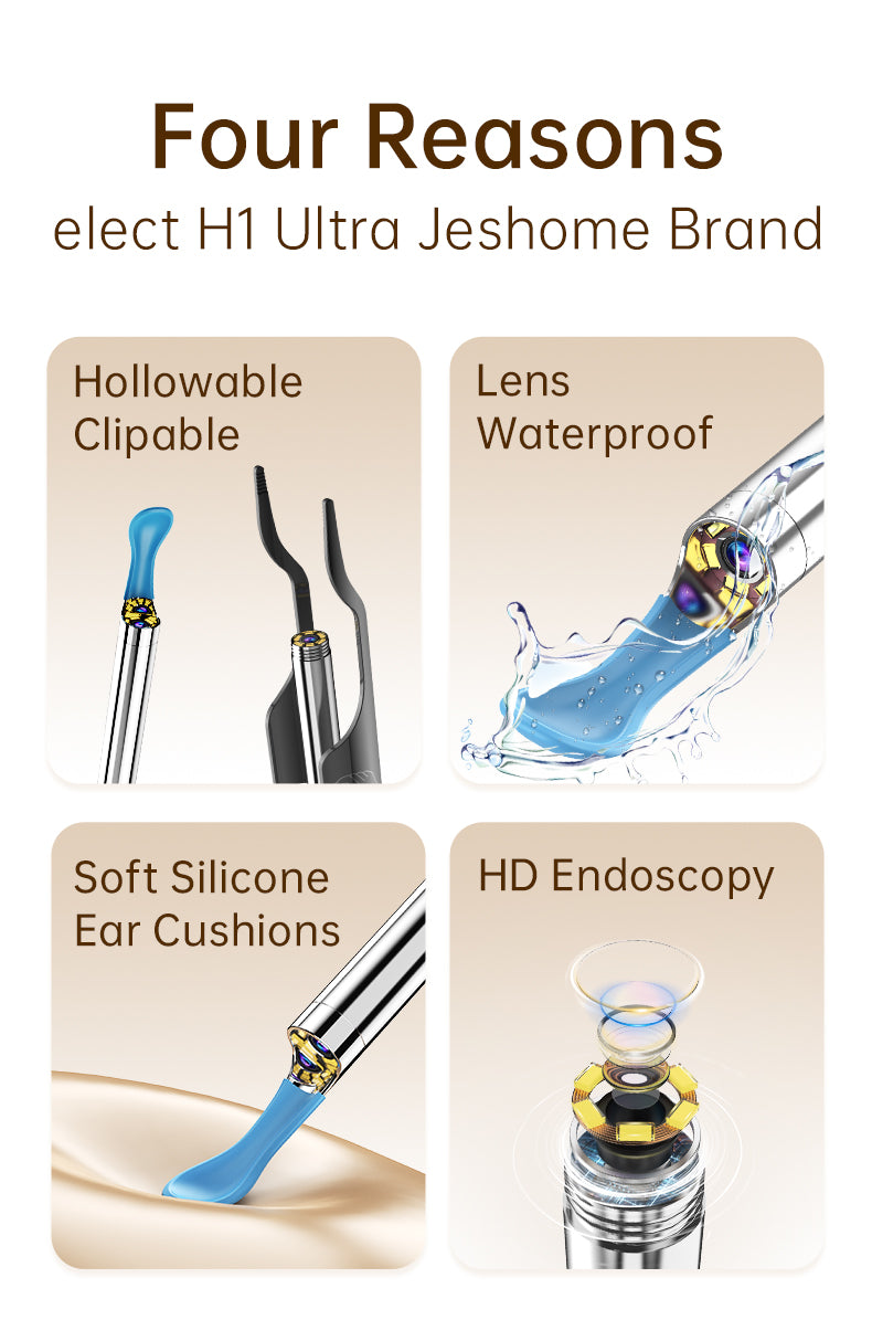 [GOLD] 10MP HD Ear Cleaner Kit with Precision Tweezers & Silicone Scoop