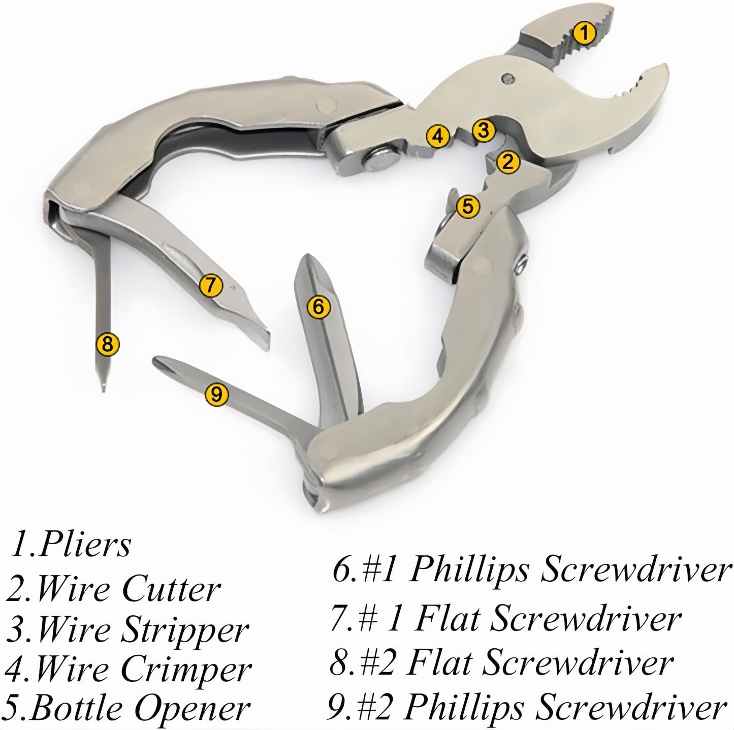 [GOLD] 9-in-1 Keychain Multitool Pliers