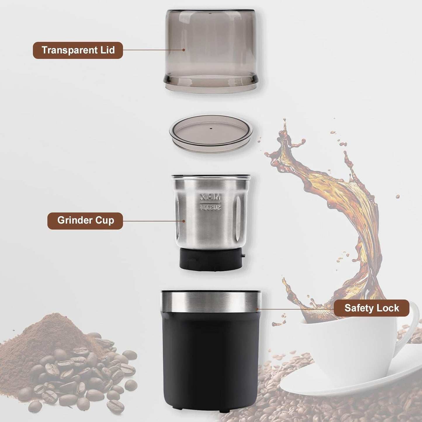 [GOLD] Voltix Electric Multi-Use Cup Grinder – Large Capacity Stainless Steel