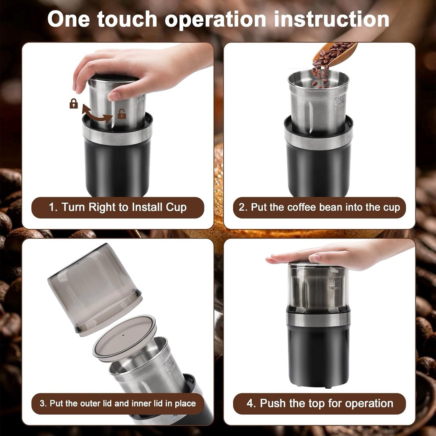 [GOLD] Voltix Electric Multi-Use Cup Grinder – Large Capacity Stainless Steel