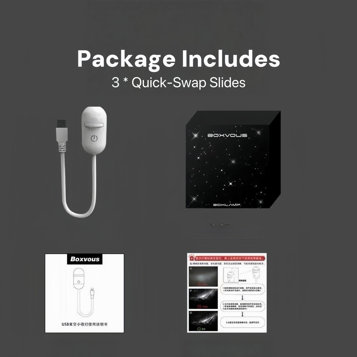 [GOLD] 2-in-1 USB Night Light + Galaxy Projector with Quick-Swap Slides