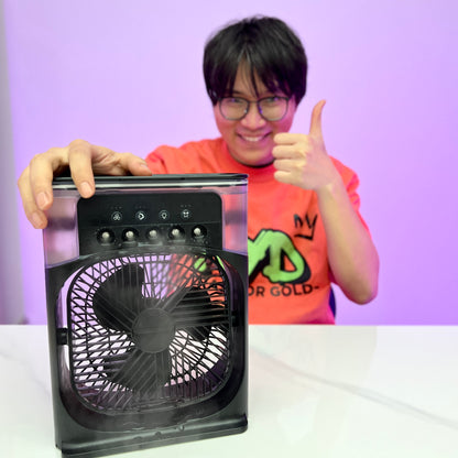 [GOLD] ChillBreeze Pro – Personal Cooling Fan with Adjustable Mist & Ambient Light
