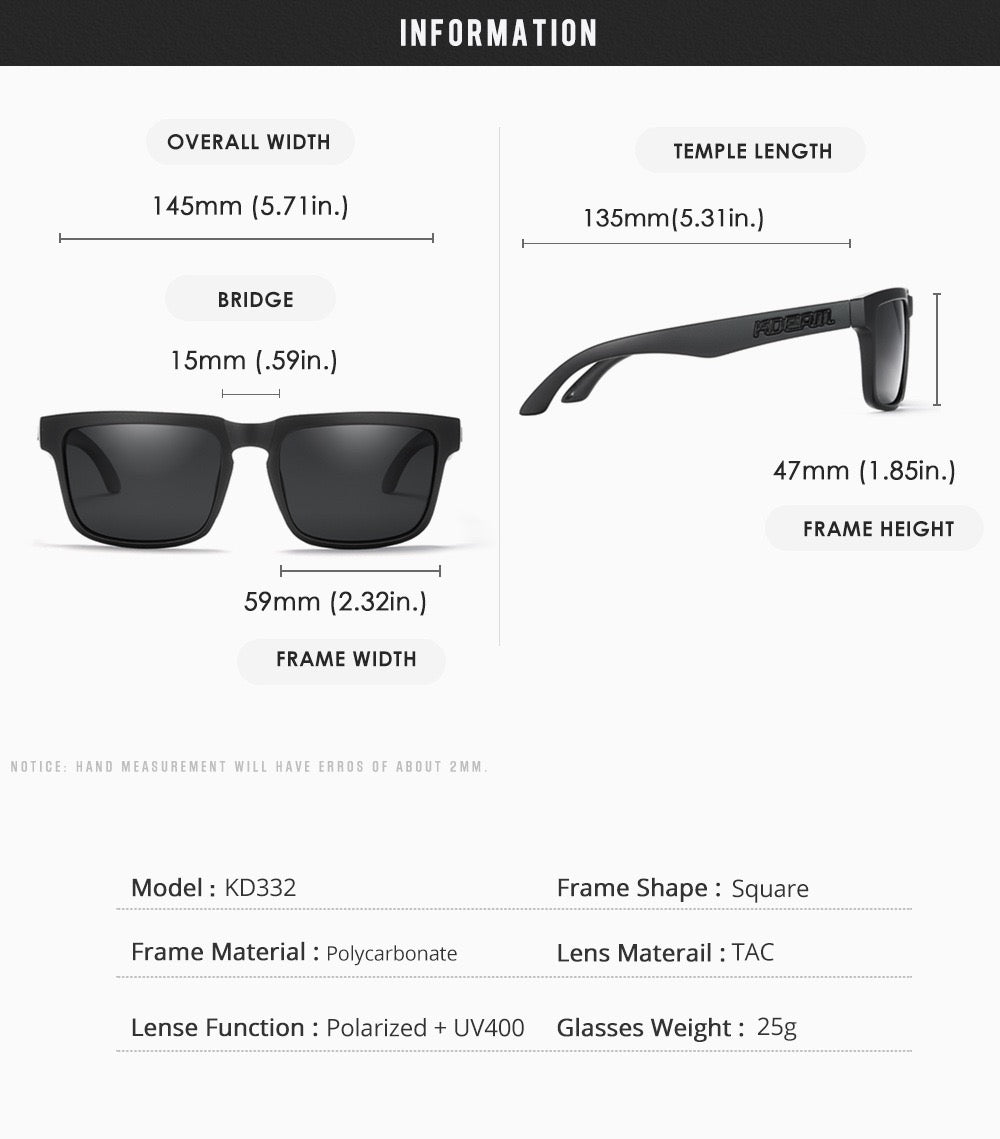 [GOLD] KDEAM Unisex Polarized Anti-Glare Outdoor Sunglasses with UV400 Protection