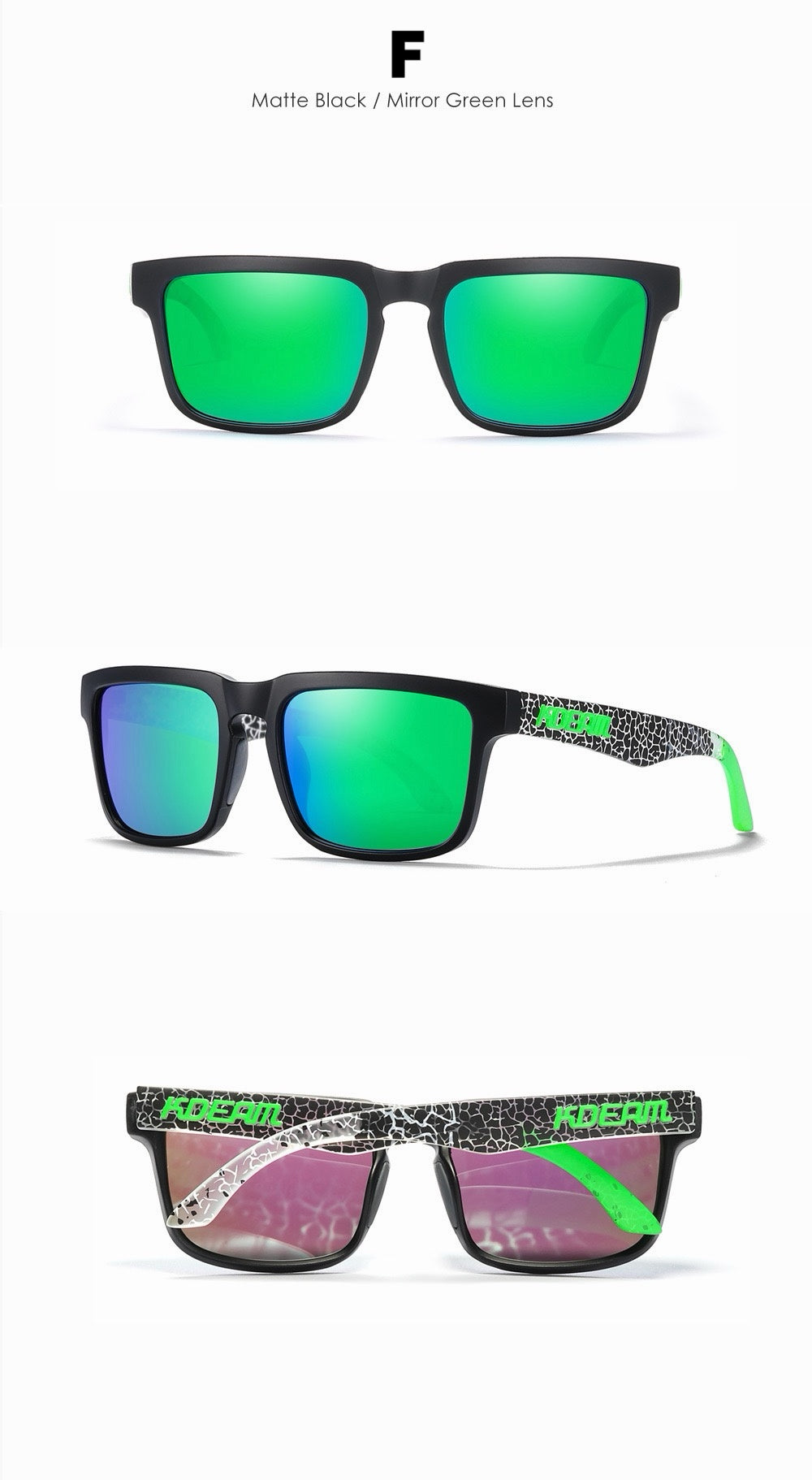 [GOLD] KDEAM Unisex Polarized Anti-Glare Outdoor Sunglasses with UV400 Protection