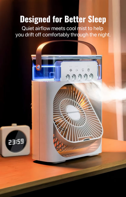 [GOLD] ChillBreeze Pro – Personal Cooling Fan with Adjustable Mist & Ambient Light