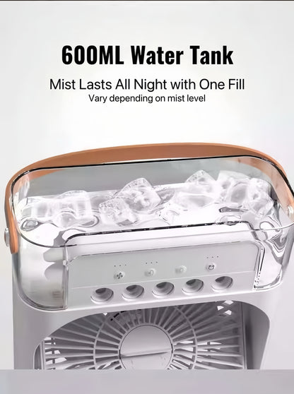 [GOLD] ChillBreeze Pro – Personal Cooling Fan with Adjustable Mist & Ambient Light