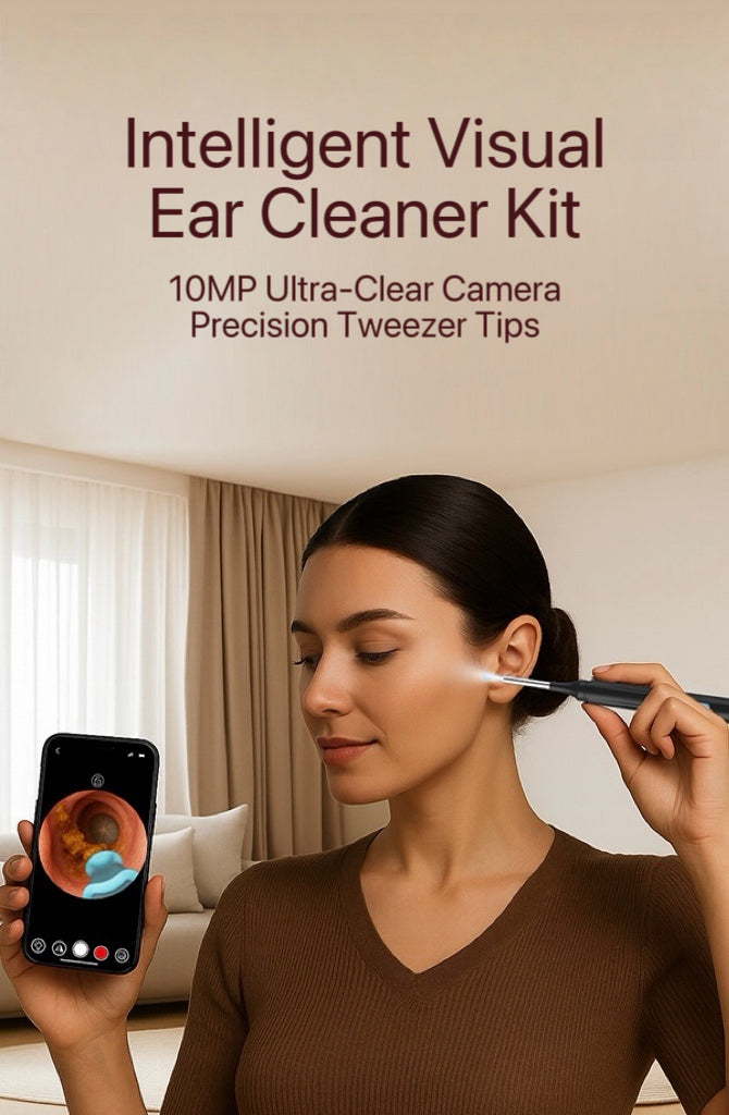 [GOLD] 10MP HD Ear Cleaner Kit with Precision Tweezers & Silicone Scoop