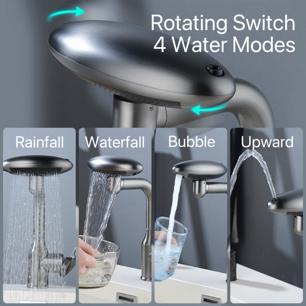 [GOLD] AeroSpa 4-Mode Stainless Steel Bathroom Faucet
