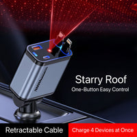 [GOLD] StarCharge 4-in-1 66W Retractable Car Charger with Starry Roof Light