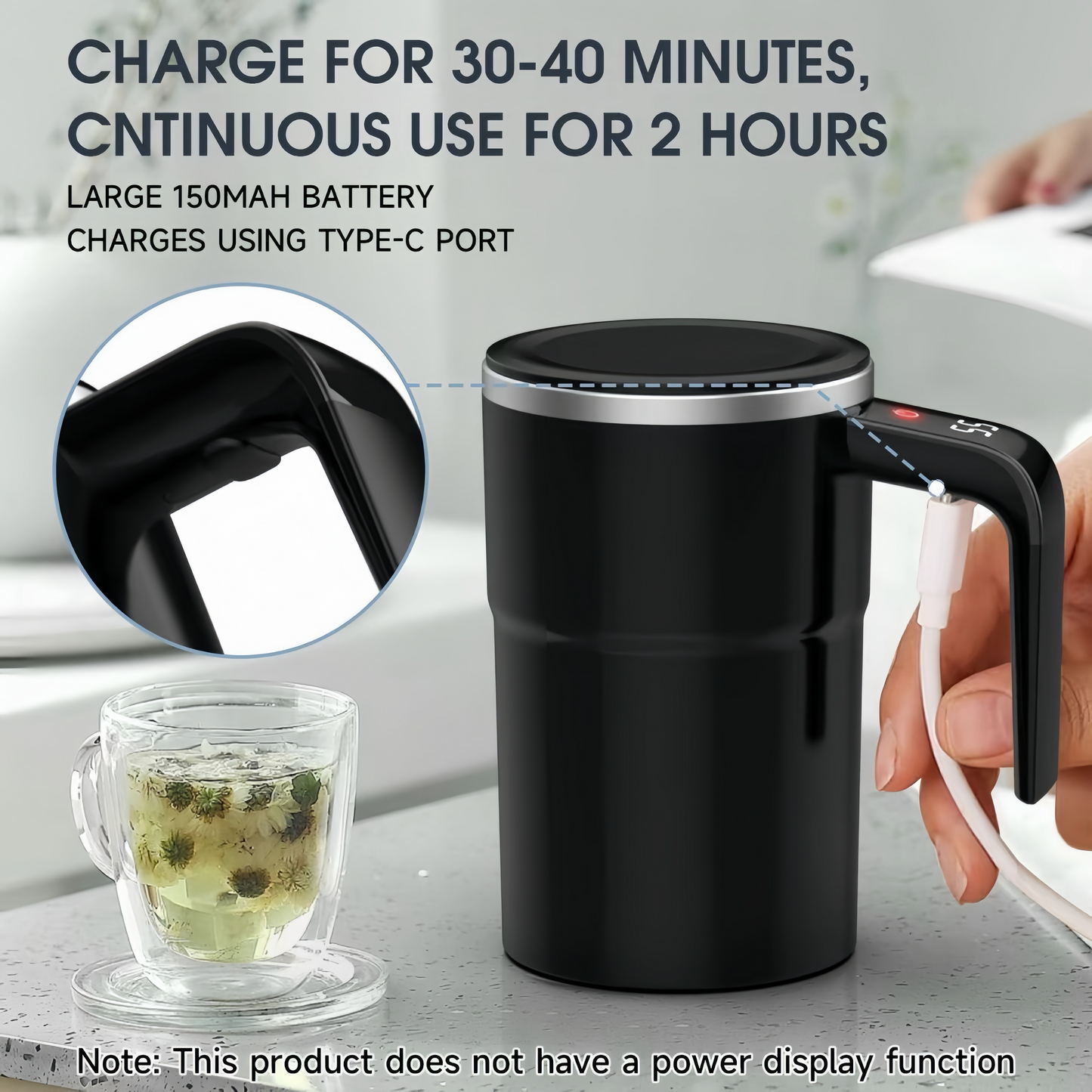 [GOLD] SpinBrew Mug – Self-Stirring Magnetic Coffee Cup with Temp Display