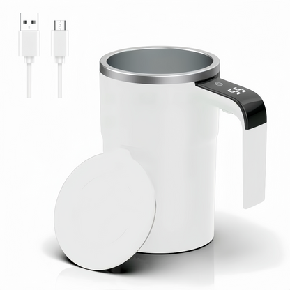 [GOLD] SpinBrew Mug – Self-Stirring Magnetic Coffee Cup with Temp Display