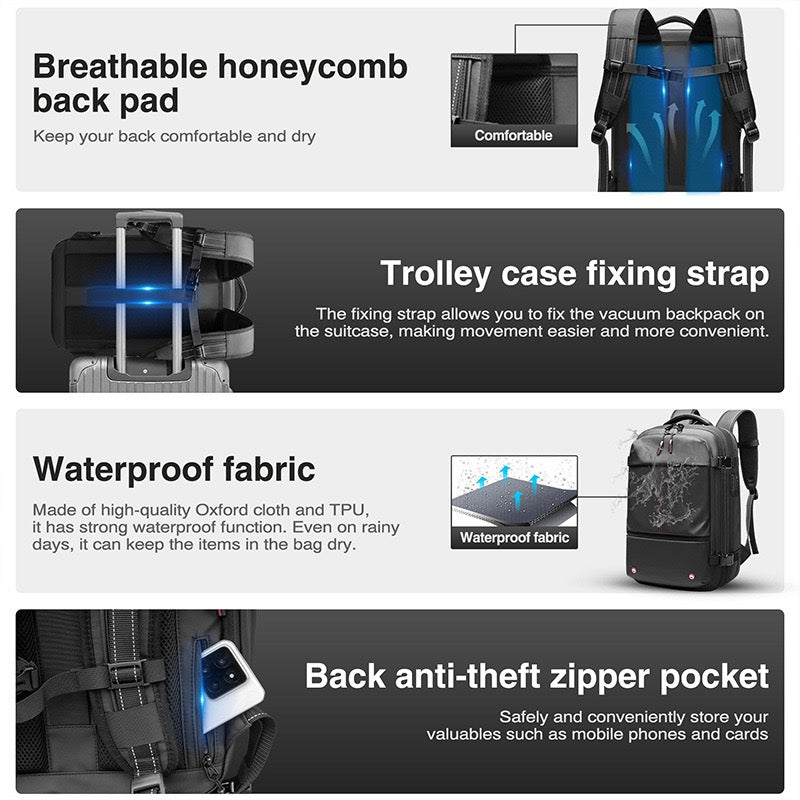 [GOLD] AirSeal Pro – Vacuum Compression Travel Backpack