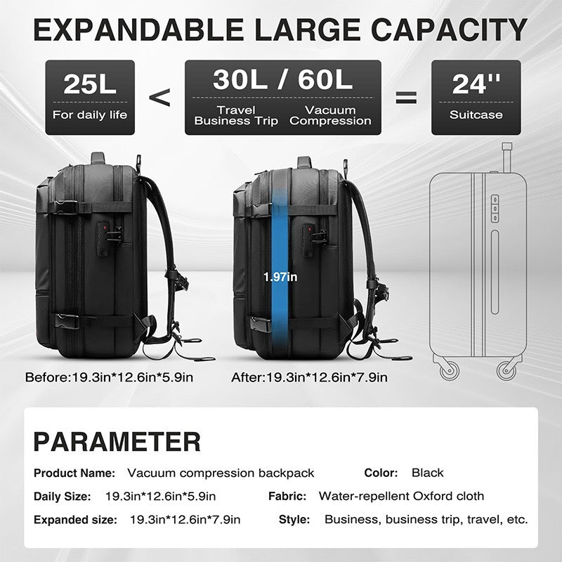 [GOLD] AirSeal Pro – Vacuum Compression Travel Backpack