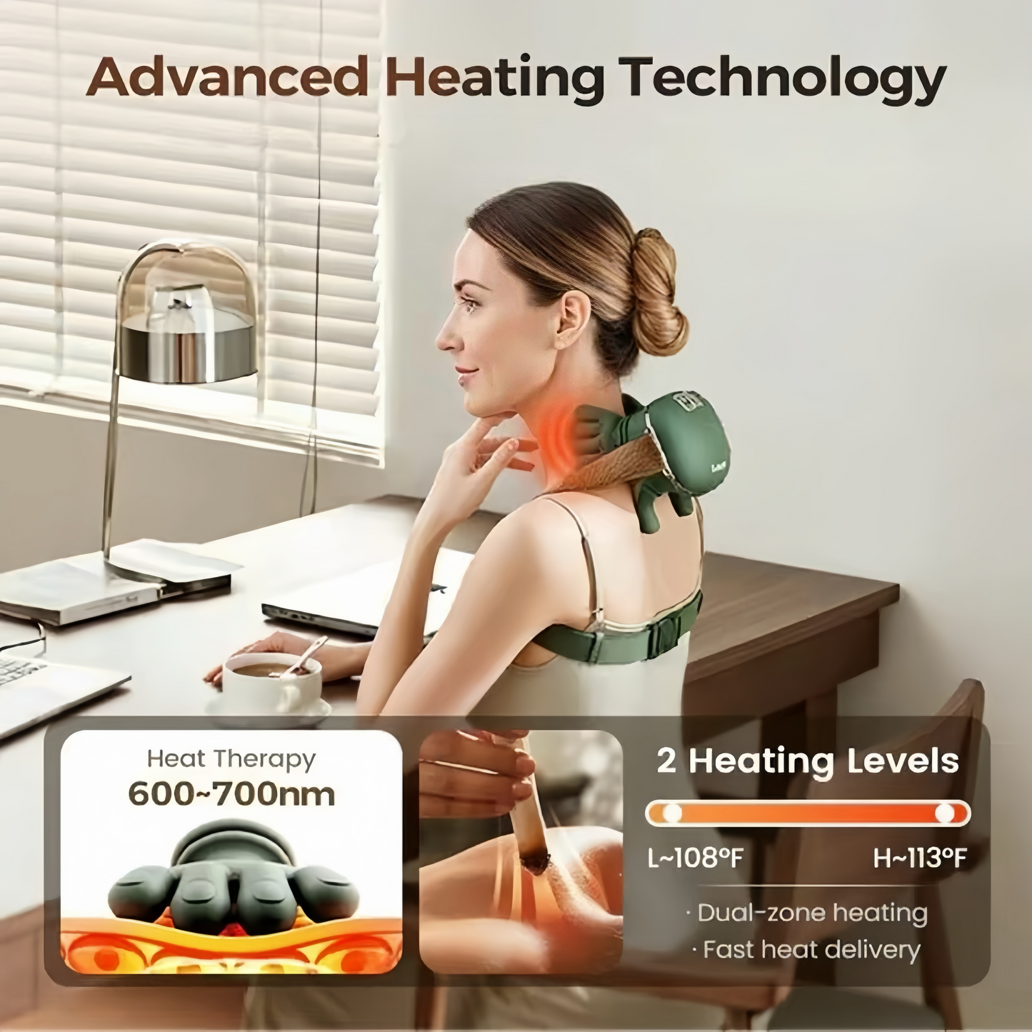 [GOLD] CerviFlex 4D Wireless Massager – Shiatsu Deep Tissue Relief with Heat