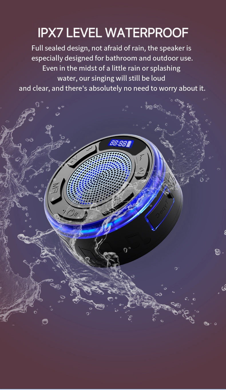 [GOLD] Aquro S3 Ultra – IPX7 Waterproof Shower Speaker with RGB Light & LED Display