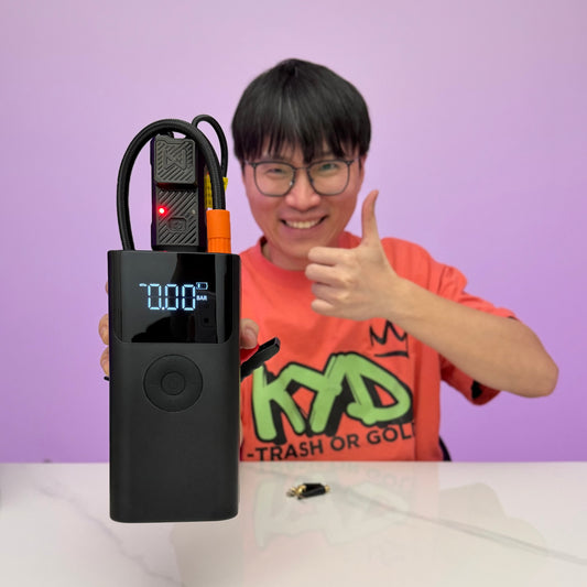 [GOLD] 12V Portable Jump Starter with Built-In Air Compressor and Smart Safety Protection