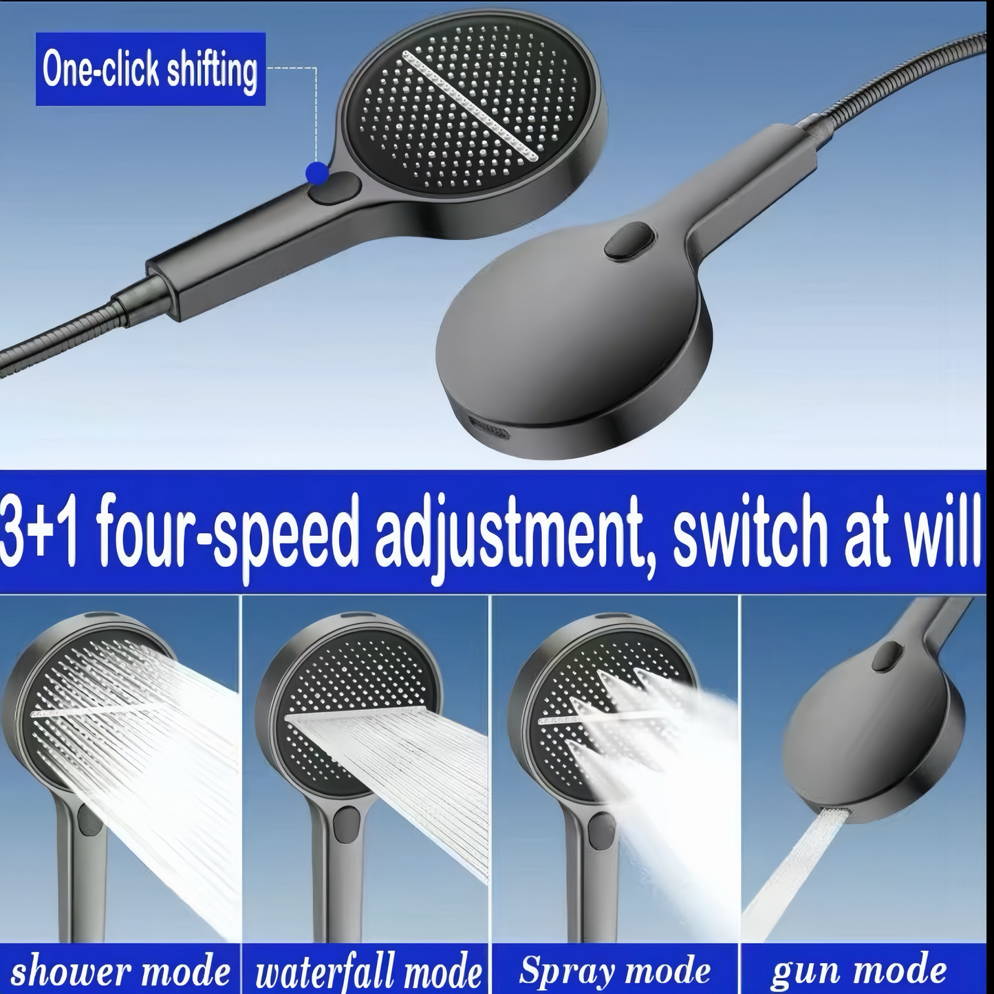 [GOLD] VortexRain XL Wide-Coverage 4-Mode Handheld Shower Head