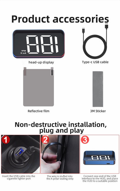 [GOLD] DriveSight GPS HUD Speedometer — Windshield Speed Projection Display
