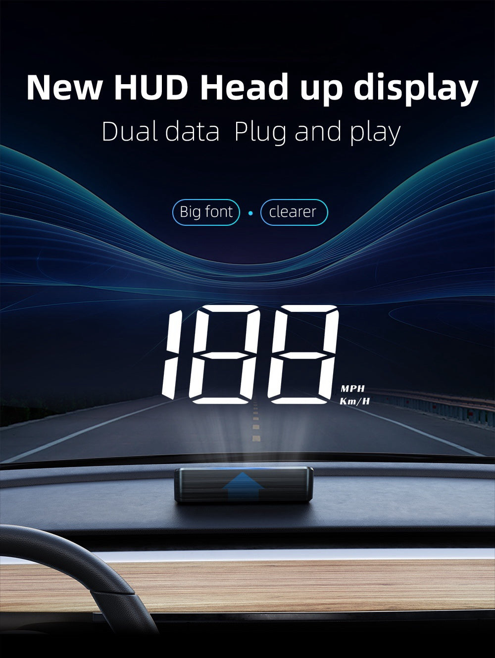 [GOLD] DriveSight GPS HUD Speedometer — Windshield Speed Projection Display