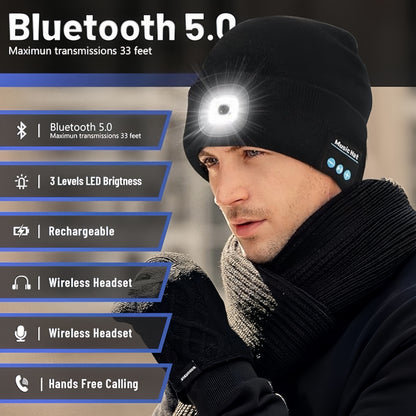 [GOLD] Smart Bluetooth Beanie with Headlamp