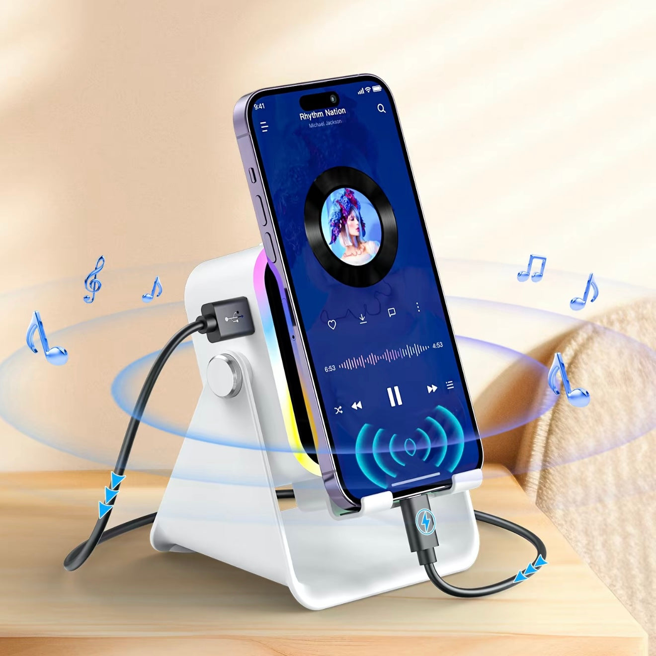 [GOLD] 5-in-1 Induction Phone Speaker Stand