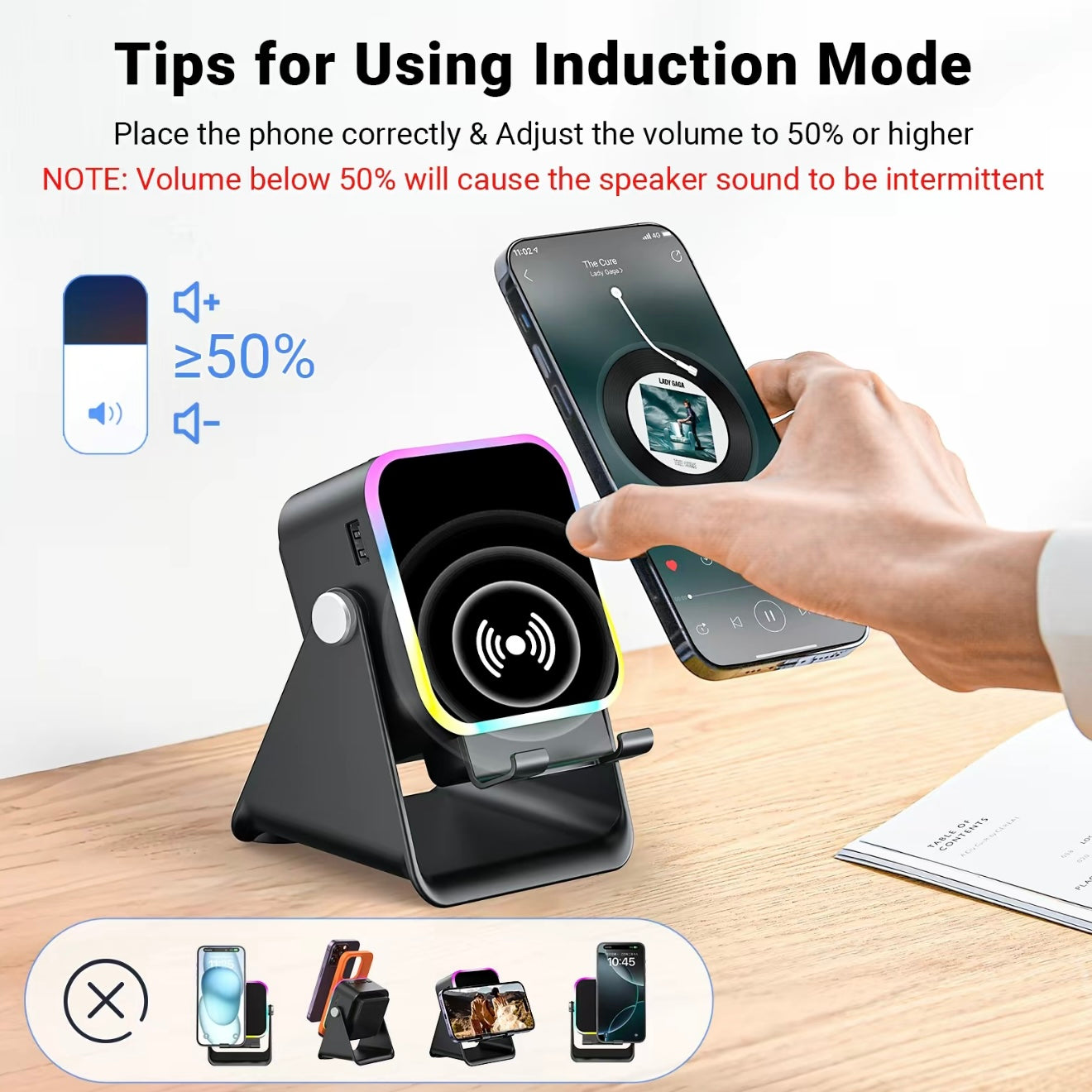 [GOLD] 5-in-1 Induction Phone Speaker Stand