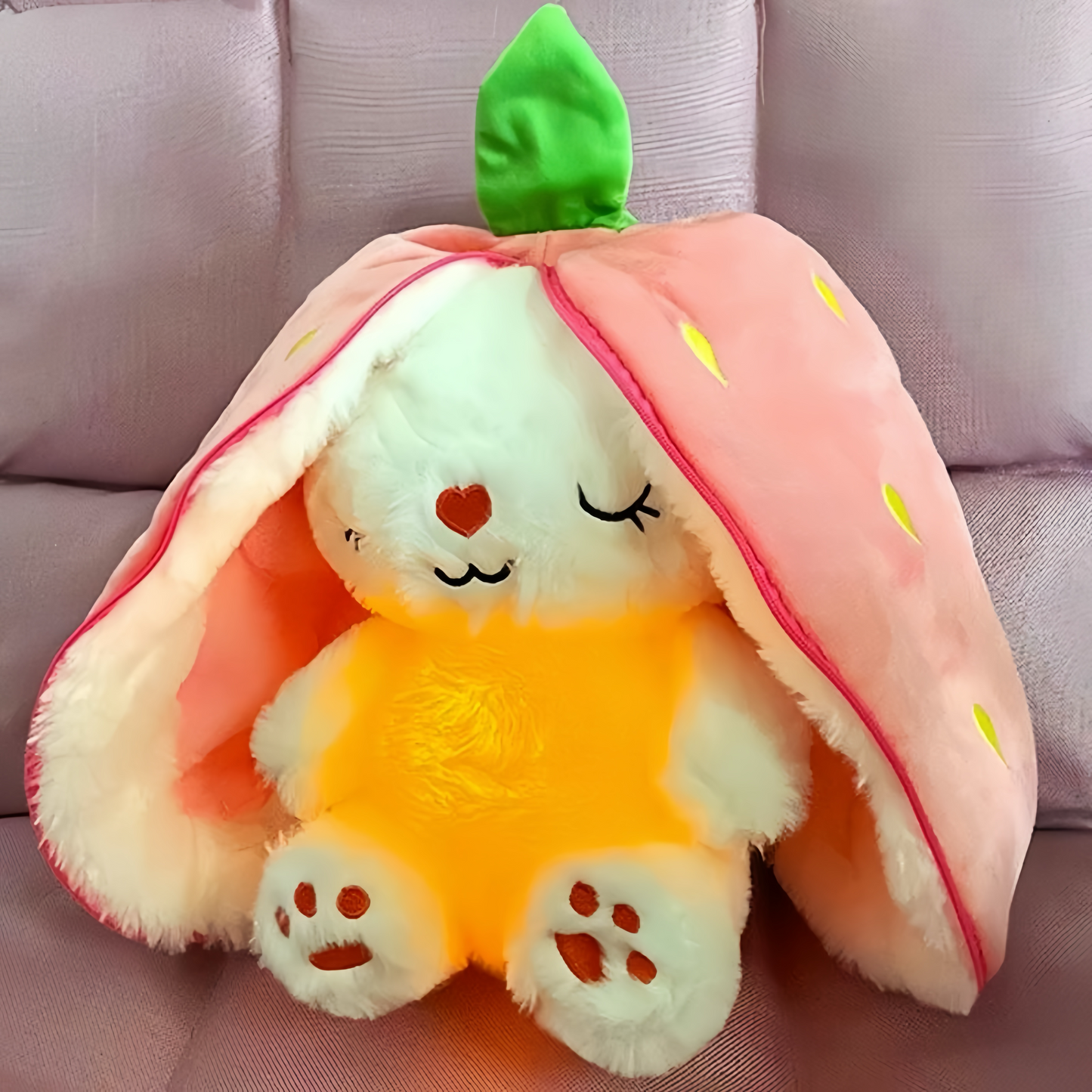 [GOLD] Breathing Buddies – 10 inch Plush Bunny Hidden in a Soft Fruit