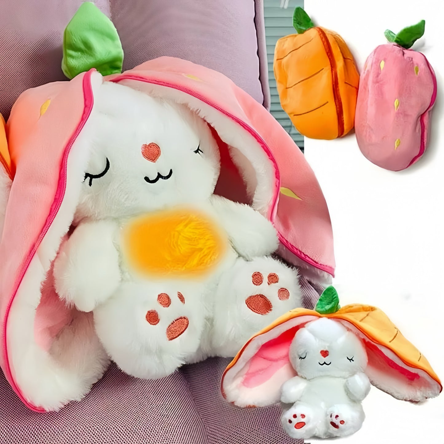 [GOLD] Breathing Buddies – 10 inch Plush Bunny Hidden in a Soft Fruit