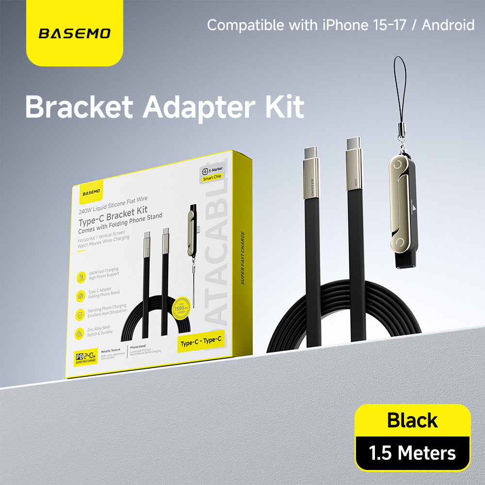 [GOLD] Basemo 2-in-1 240W Charging Cable with Hidden Phone Stand