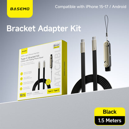 [GOLD] Basemo 2-in-1 240W Charging Cable with Hidden Phone Stand