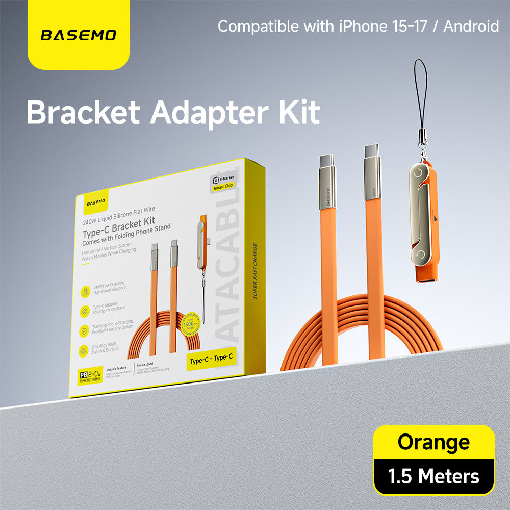 [GOLD] Basemo 2-in-1 240W Charging Cable with Hidden Phone Stand