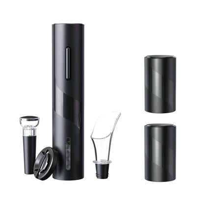 [GOLD] All-in-One Wine & Beer Opener Gift Set – Electric Corkscrew with Aerator & Vacuum Stopper + 2 x Push-Down Beer Opener
